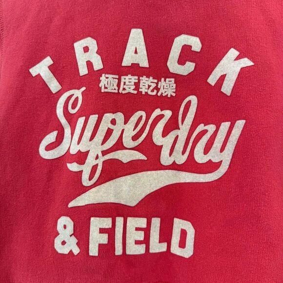 Moletom com capuz feminino superdry atletismo vermelho punhos e capuz de lã tamanho médio - Imagem 2 de 4