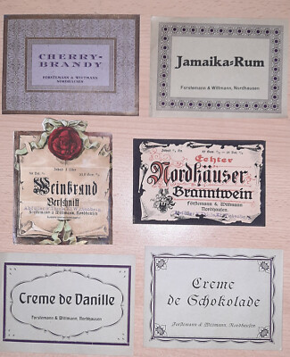6 Etiketten Förstemann & Wittmann Nordhausen Brennerei Spirituosen Schnaps Rum..