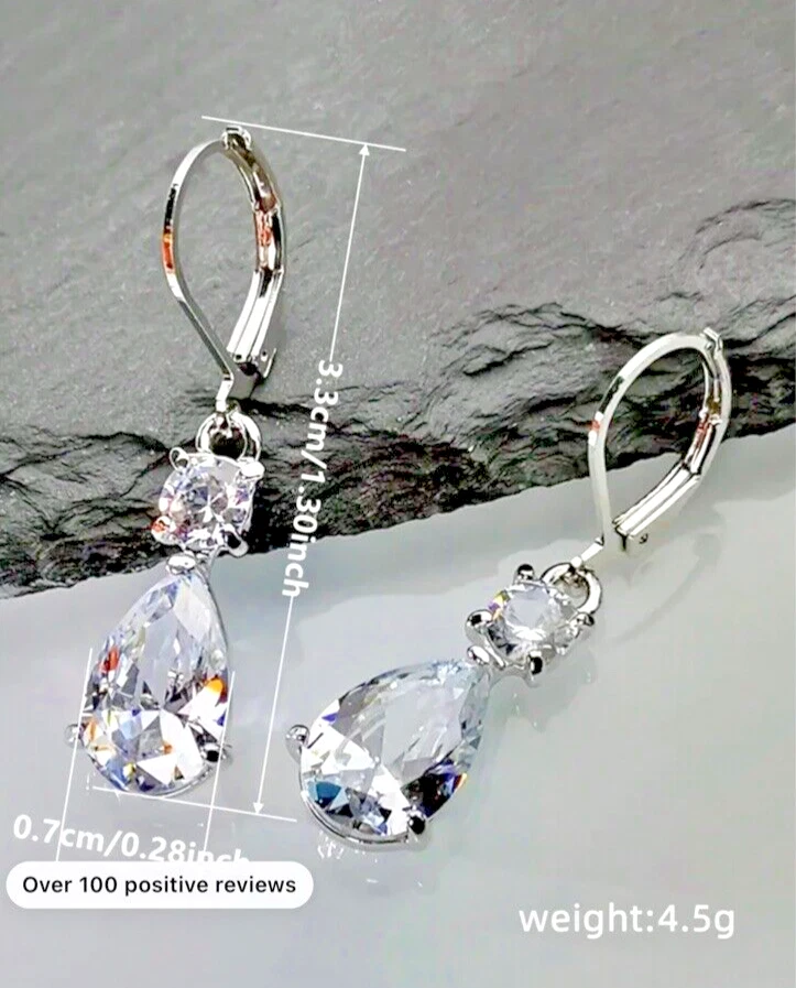 PENDIENTES ARO RELLENOS ORO BLANCO 9K HECHOS CON CRISTALES DE SWAROVSKI REGALO #OA11 Foto 2 de 4