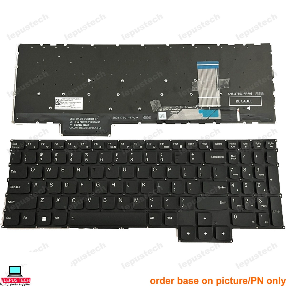 Lenovo LOQ 15ARP9 15AHP9 15IAX9 15IRX9 black backlit US keyboard