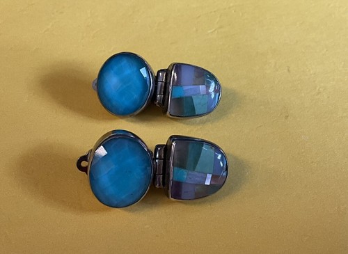 STEPHEN DWECK RARE Sterling Silver, MOSAIC OPAL CLIP On Earrings SIGNED - Picture 3 of 12
