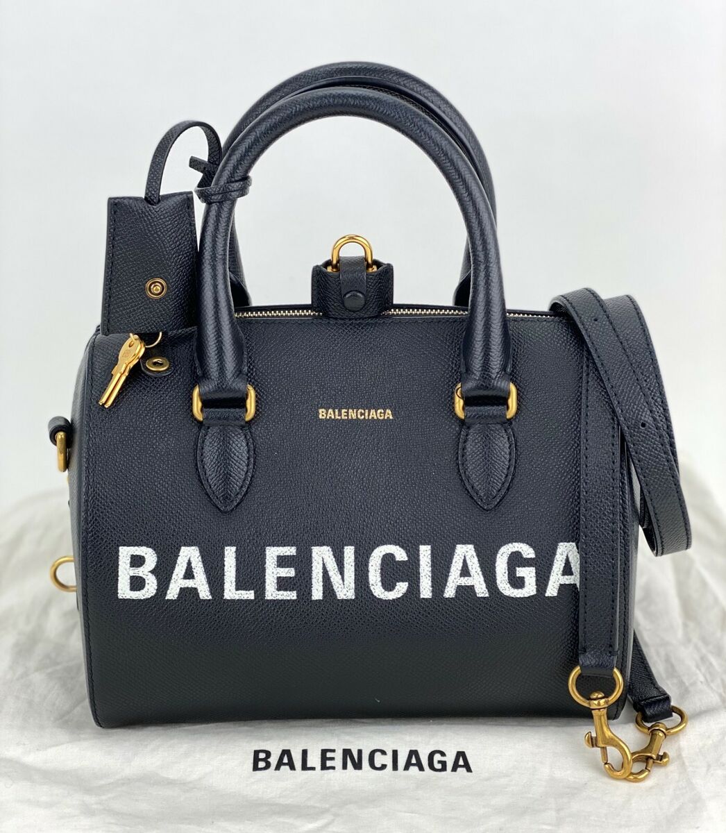 Balenciaga, Bags, Balenciaga Small Ville Top Handle Bag White Black Logo  Celebrity Nwt 25