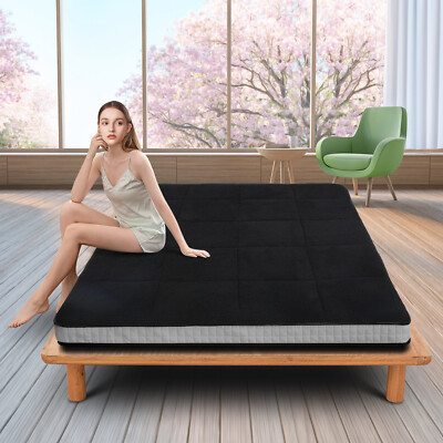 4'' Fold Sleep Floor Mat Single Bed Memory Foam Topper Camping Guest Mattress