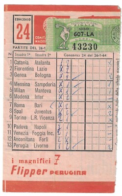 Card Totocalcio advertising cones Perugina year 1963/1964 no. 24