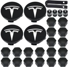 Aero Wheel Cap Kit Tesla Hub Center Covers Lug Nut Caps/Model 3 Y S X Logo