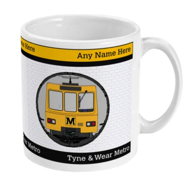 Tyne and Wear Metro Train Ceramic Mug - Any Line - Any Name - Personalise