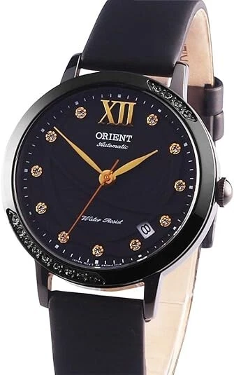 Reloj de cuero Orient automático de cristal de zafiro con esfera negra para dama ER2H001B Foto 2 de 4