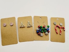 Christmas Earrings Lot Set of 4 pc Pierced Gift Holiday Jewelry Dangle Drop B