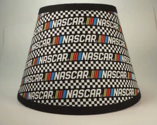 NASCAR Black White Checkered Auto Racing  Fabric Lampshade Lamp Shade