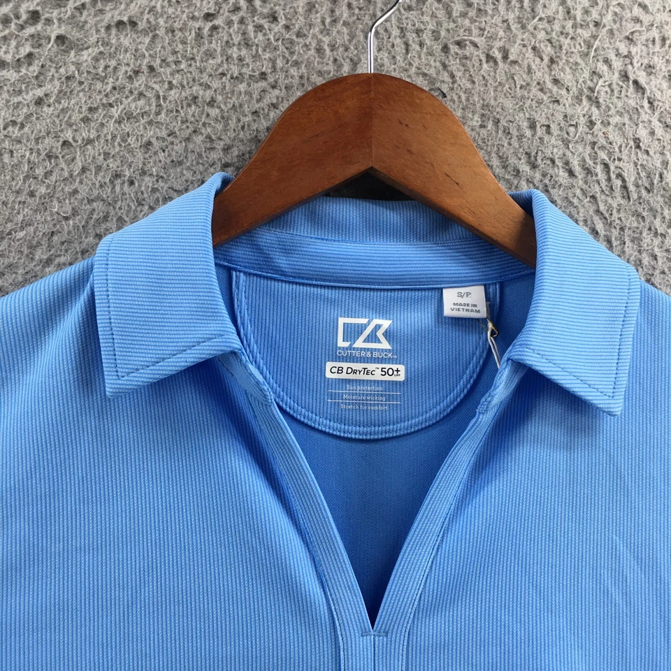 Camisa Polo Cutter & Buck DryTec Para Mujer S/P Azul Manga Corta Cuello Pullover NUEVO Foto 3 de 4