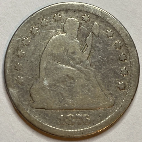 1876 - Seated Liberty Silver Quarter - Exact Coin Imaged #SL188