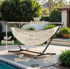 Portable Hammock with Stand, Metal Frame, Multi-Level Height Adjustment, Outdoor