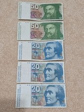 World Banknote Switzerland 20 50 Franken Swiss Francs 160 CHF NOTES 1978 1980s