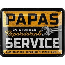 Blechschild PAPAS SERVICE Schild Werkstatt Deko Papa retro Metallschild 15x20cm