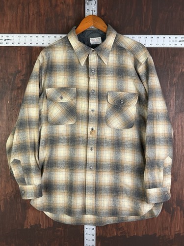 Cable Car Clothiers Robert Kirk 100% Pure Wool Plaid Button Shirt Brown Large