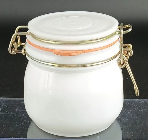 Vintage Milk Glass Lidded Jar Canister Bale Clamp Locking Rubber Gasket