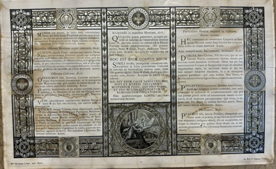 Antique 19th C. French Illuminated Missal Leaf – Bouasse-Lebel Paris - Image 2 of 4