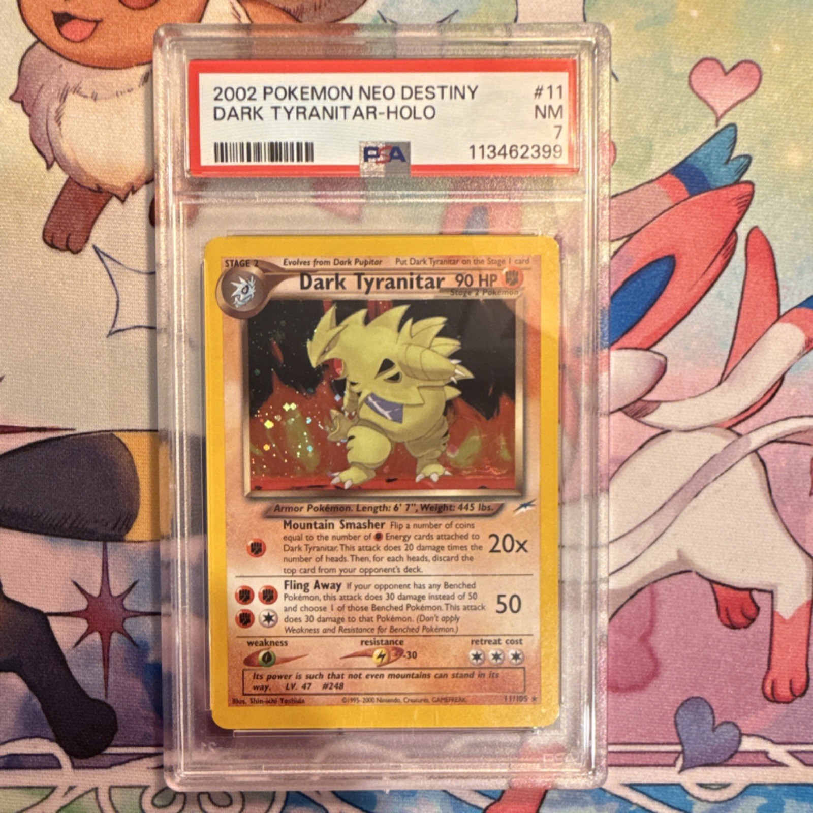 Pokémon TCG Dark Tyranitar 11/105 Neo Destiny Holo Rare Unlimited 2002 PSA 7