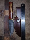 Handmade Damascus Steel Hunting Knife Full Tang Wood Handle Clip Point + Sheath — photo 2