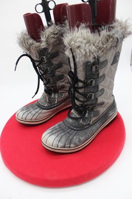 Sorel Tofino Waterproof Winter Boots Womens Size 12  Gray Waxed Canvas LACE UP
