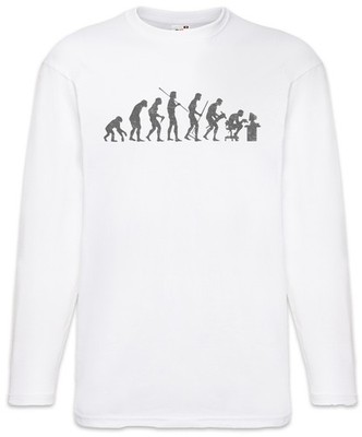 Real Human Evolution Langarm T-Shirt Computer PC Programmierer Informatiker Geek