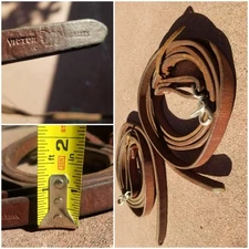 Vintage Horse 96" (8ft)  Leather Split Reins 1 Marked Victor Quality, 1 Not