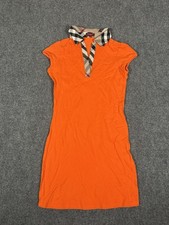 Burberry Red Label Nova Check Polo Dress Womens Small Orange Sleeveless