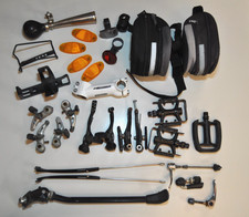 Fahrradteile Konvolut 30tlg. Bremsen Satteltaschen Hupe Klingel uw.