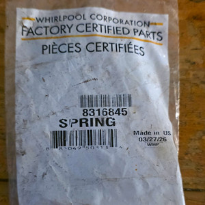 Whirlpool 8316845 Washer Spring Replacement Part Fits Whirlpool Washers