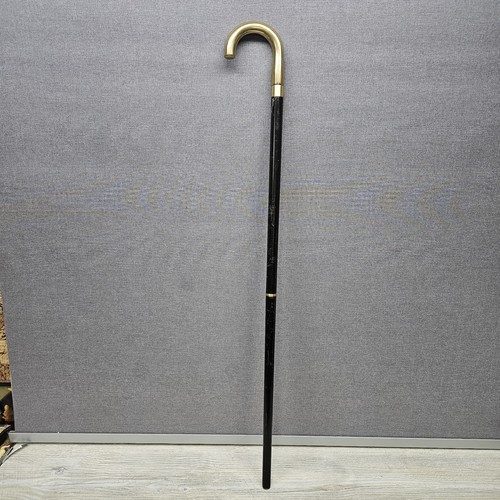 37" Brass Handle 3 Piece Cane Walking Stick Black Collapsible