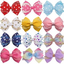 12Pcs 4 Inch Hair Bows for Girls Christmas Hair clip Girls Hair Bows Alligator