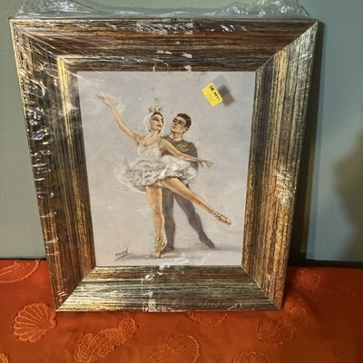 Vintage Framed Ballet Dancer Print - Ballerina Dance Art Signed Monte