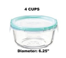 Snapware 4 Cups Pure Pyrex Glass Food Storage Round Container & Plastic Lid