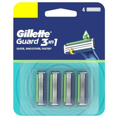 Gillette Guard 3in1 Shaving Blades For Men Pack Of 4 Cartridges For Smooth Shave