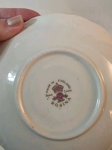 Taza de té y platillo Rosina oro 24k flor rosa silvestre oro rosa - Imagen 5 de 12