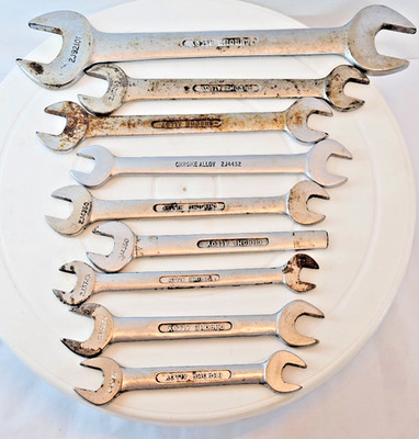 Vintage Britool Open Ended Spanners Set 9pc Imperial AF Whitworth 2J 6J Classic 