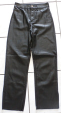 Express High Rise Faux Leather Modern Straight Pant 2 Short Black H616