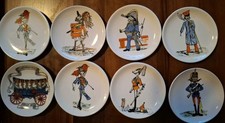 8 Vintage Ceramic Coasters / Tea Plate, 4 inch