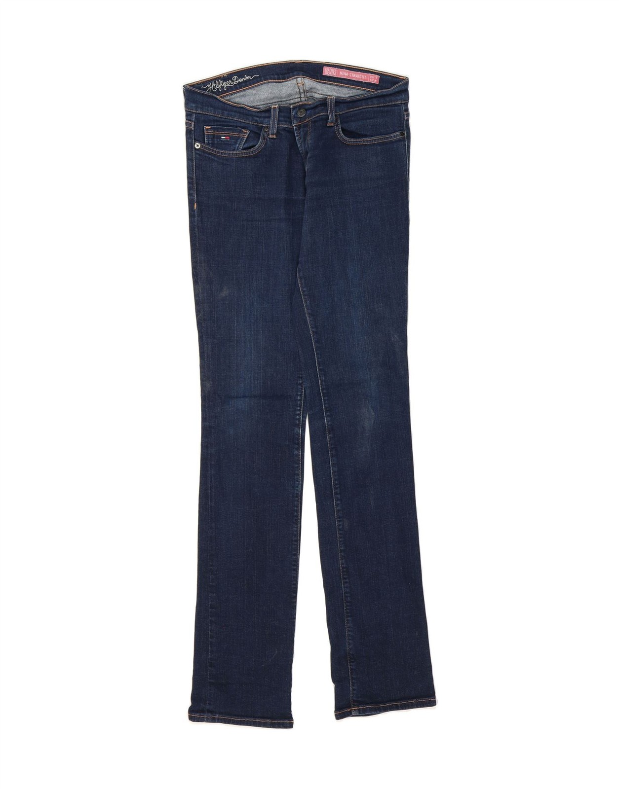 Pantalones de mezclilla rectos Tommy Hilfiger para mujer Nina W29 L34 azul algodón AA03