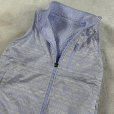 Columbia Girls Reversible Fleece Vest Purple White Geometric Print Size S 8