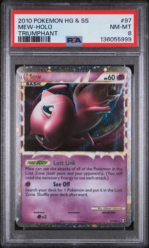 2010 POKEMON HEARTGOLD & SOULSILVER TRIUMPHANT #97 MEW-HOLO PSA 8