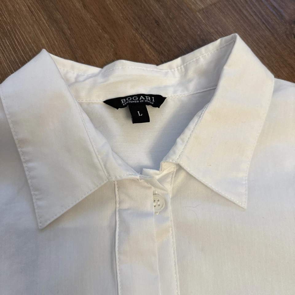 Top Bogari Mujer L Blanco Manga 3/4 Abotonada Túnica Elastizada Clásica Oficina Foto 2 de 4