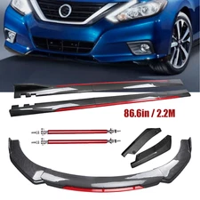For 16-18 Nissan Altima Sedan Front Bumper Lip Spoiler Side Skirt Carbon Fiber B
