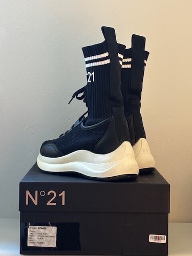 N 21 Milano Kultmarke. Sneakers. Sock Sneakers. Knitted Logo High Top Round Toe - Imagen 8 de 8