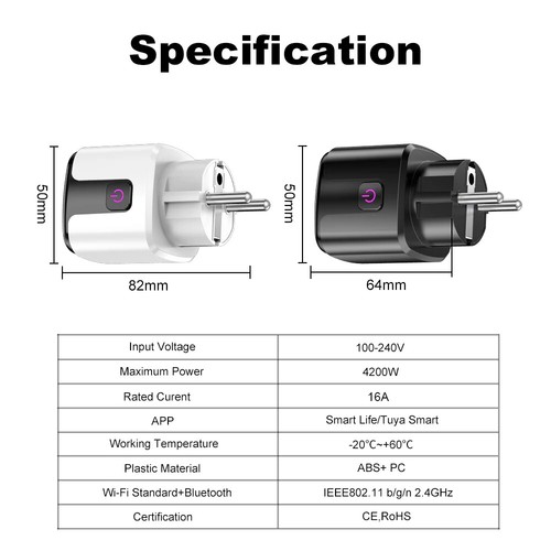 Presa Wi-Fi con Misurazione Corrente Contatore di Corrente WiFi Smart Plug Alexa Google Timer - Foto 12 di 14