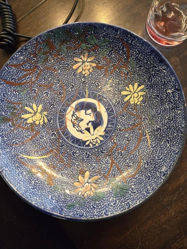 Antique Vintage Chinese Porcelain Bowl Hand Painted ~9 inches