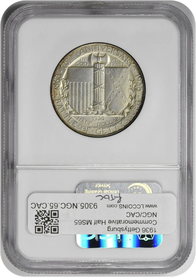 Gettysburg Commemorative Half Dollar 1936 MS65 NGC CAC - Image 2 of 4