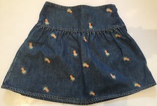 Gymboree ALOHA WAHINE Vintage Embroidered PINEAPPLES Denim Skirt  Sz 6