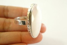 Oval Mother of Pearl Ornate Edge 925 Sterling Silver Ring 6 7 8 9