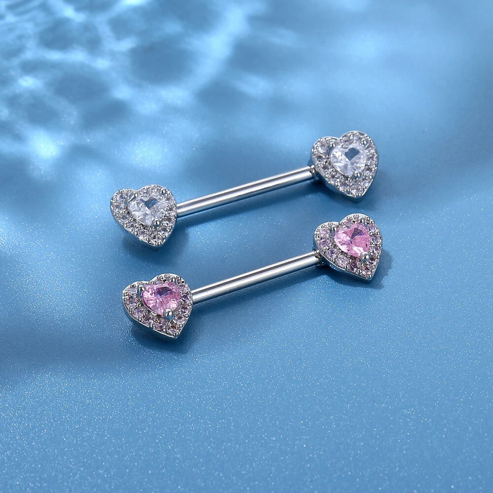 Edelstahl Herz Sexy Kristall Liebe Schild Piercing Bra Body Bar Bar Schmuck , - Bild 4 von 4
